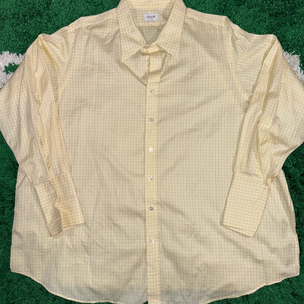 Hamilton Men's Light Yellow Plaid Button Down Shirt